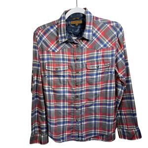 Jachs Girlfriend Comfort Stretch Pearl Snap Shirt Sz S Flannel Western Cabin